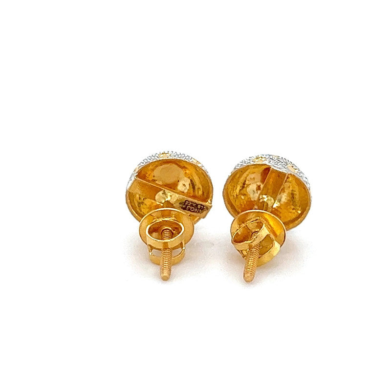 22K Gold Two Tone Laser-Engraved Stud Earrings