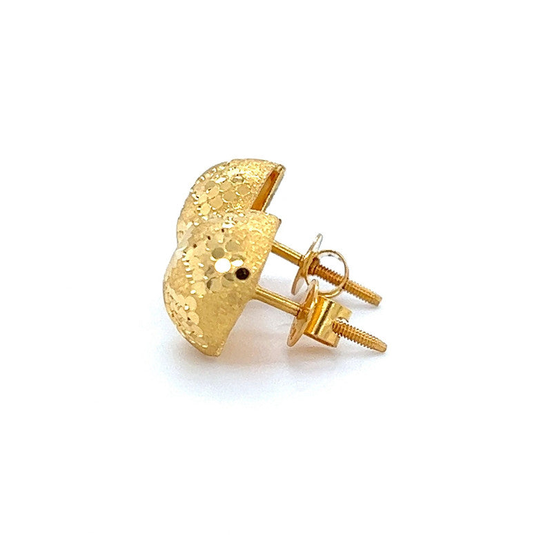 22K Gold Round Top Stud Earrings