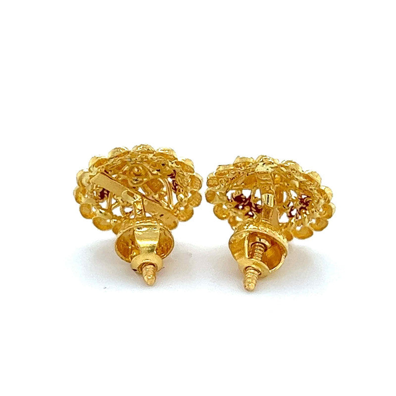 22K Gold Three Tone Rose Tinted Earrings