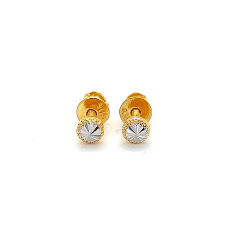 22K Gold Two Tone Glimmering Stud Earrings