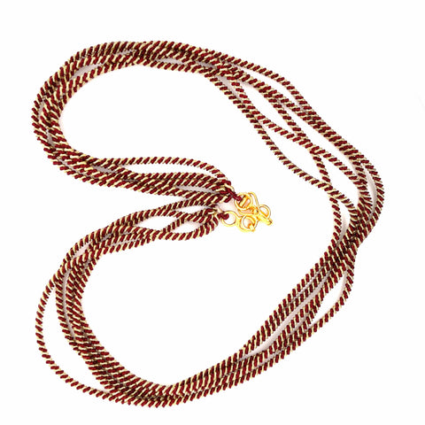 5-Strand Maroon and Beige 16 Inch Gourmette Chain Necklace
