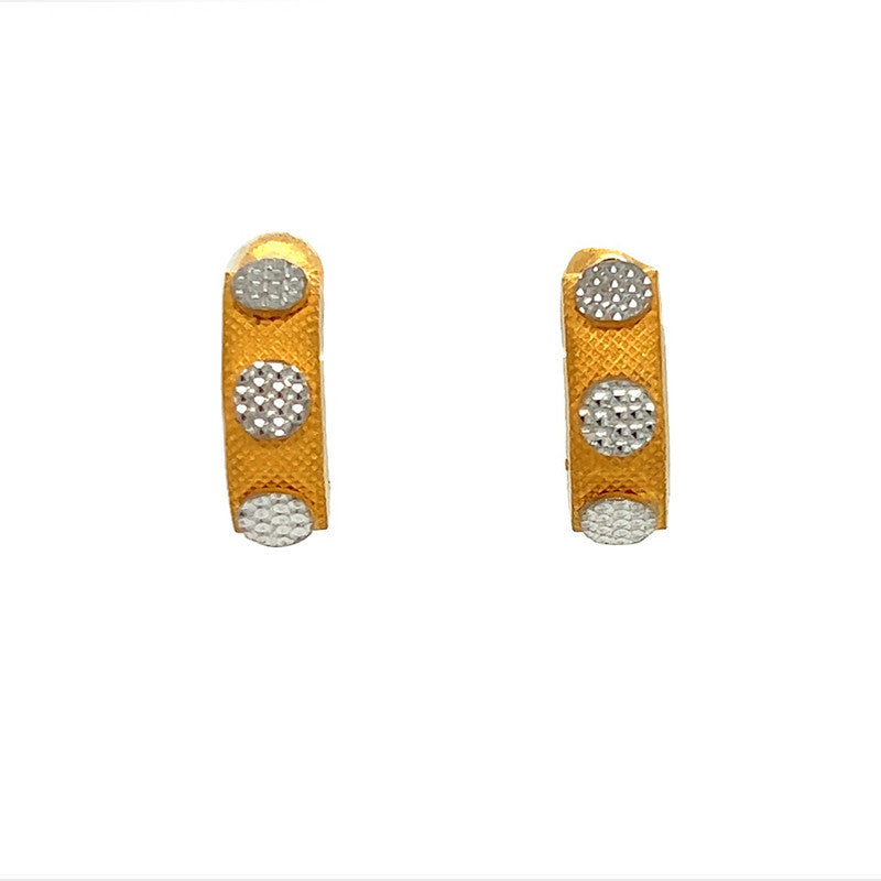 22K Gold Two-Tone Curved Screwback Earrings