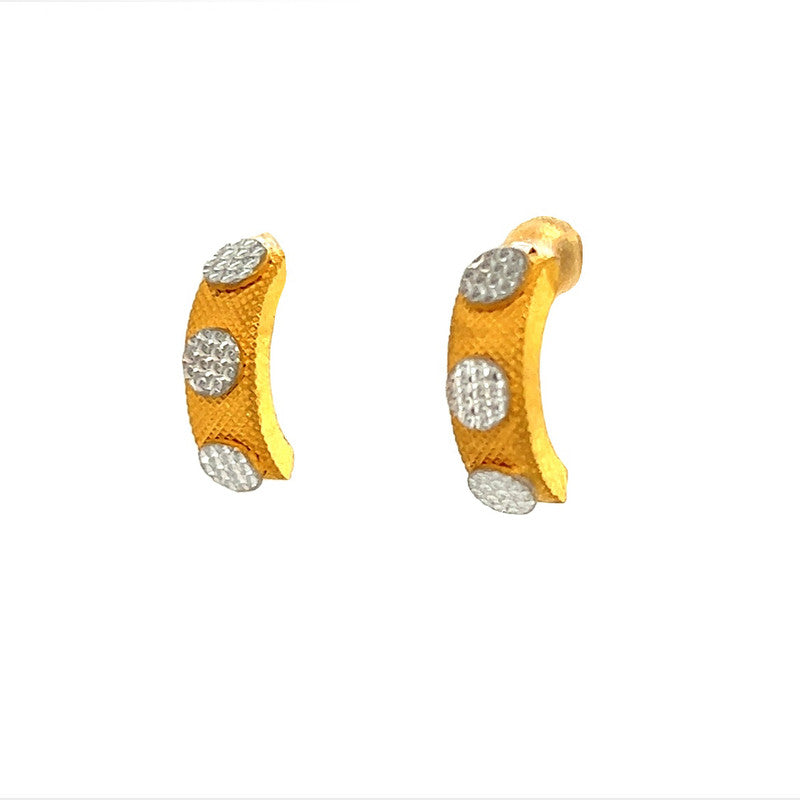 22K Gold Two-Tone Curved Screwback Earrings