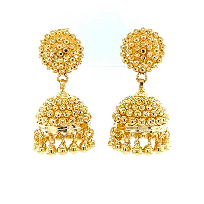 22K Gold Beautiful Beaded Jhumka Earrings