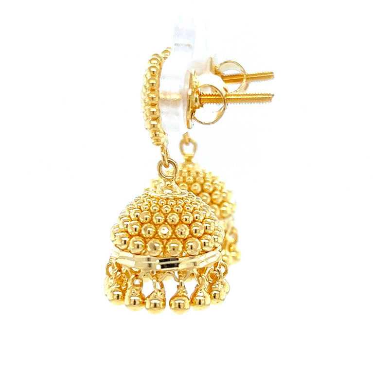 22K Gold Beautiful Beaded Jhumka Earrings