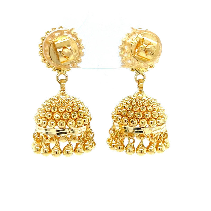 22K Gold Beautiful Beaded Jhumka Earrings