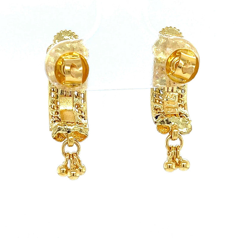 22K Gold Shield Dangling Meena Kari Earrings