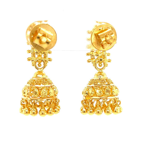 22K Gold Dangling Shield and Jhumka Earrings