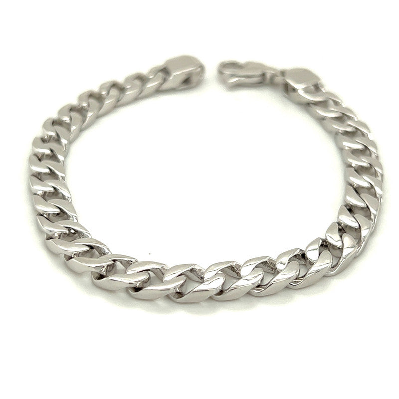 18K White Gold Solid Curb Link Bracelet