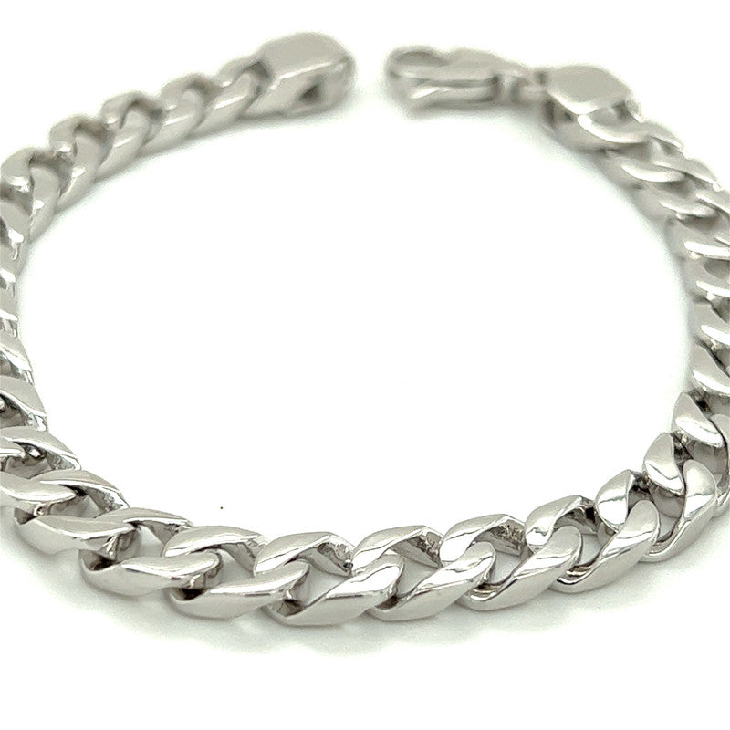 18K White Gold Solid Curb Link Bracelet