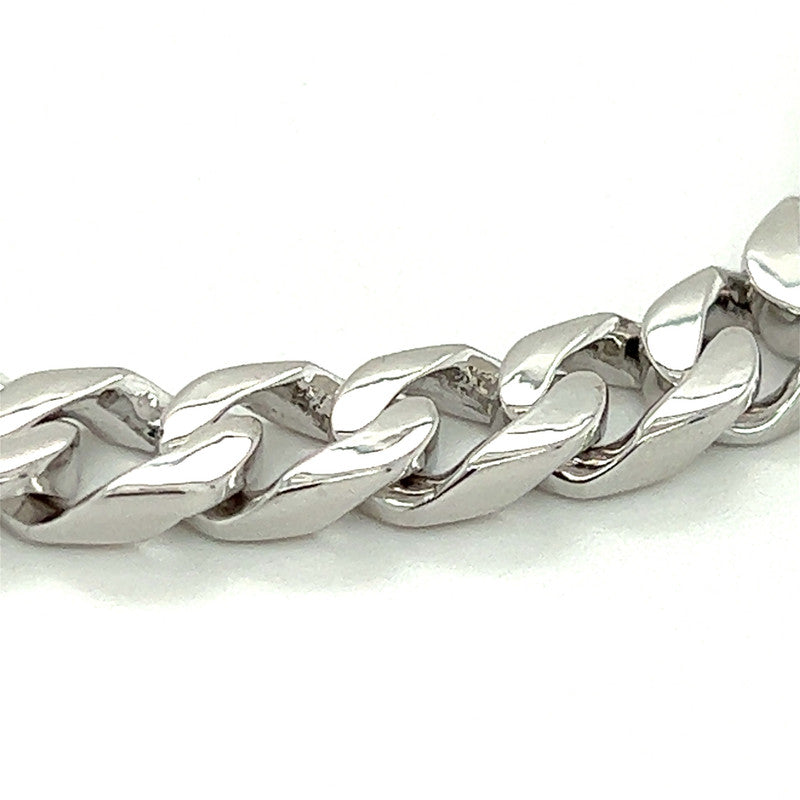 18K White Gold Solid Curb Link Bracelet