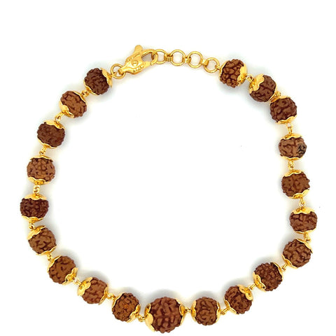 22K Gold Floral Embellishment Rudraksha Bracelet