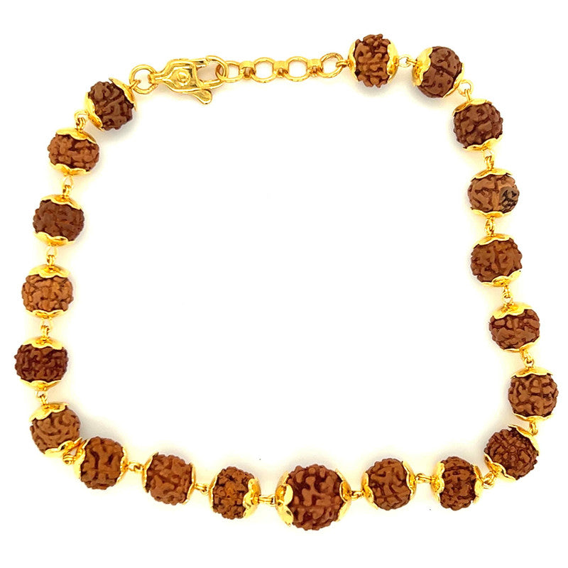 22Ct Yellow Gold Rudraksha Bracelet for Men at PureJewels