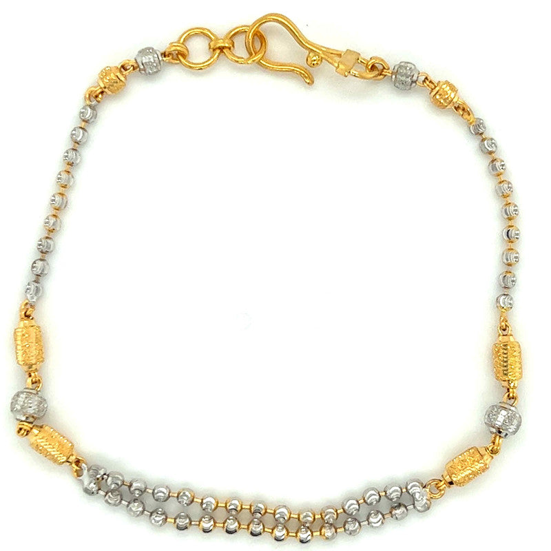 22K Gold Double Layer Two-Tone Bead Ball Bracelet