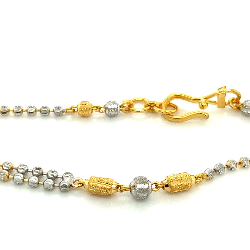 22K Gold Double Layer Two-Tone Bead Ball Bracelet