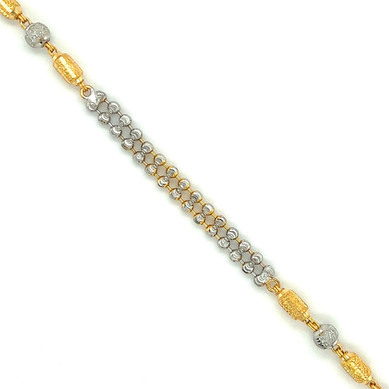 22K Gold Double Layer Two-Tone Bead Ball Bracelet