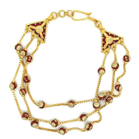 22K Gold Three Layer Meena Kari Bracelet