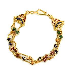 22K Gold Fancy Three Layer Meena Kari Bracelet