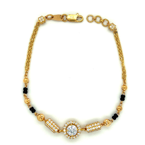 Black Crystal Beads Bracelet Solid 22k Gold 916 Gold 