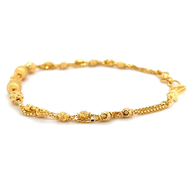 22K Gold Layered Textured Bead Bracelet