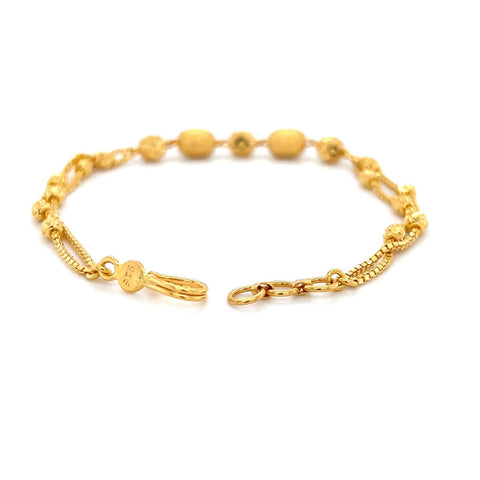 22K Gold Layered Textured Bead Bracelet