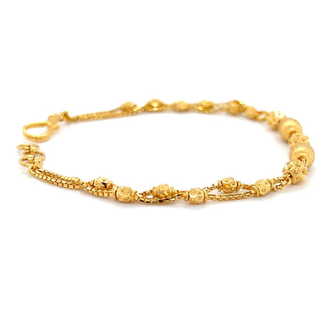 22K Gold Layered Textured Bead Bracelet