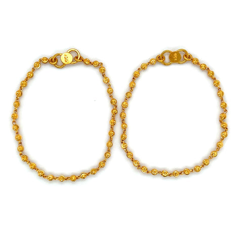 22K Gold Baby Bracelets - Pair