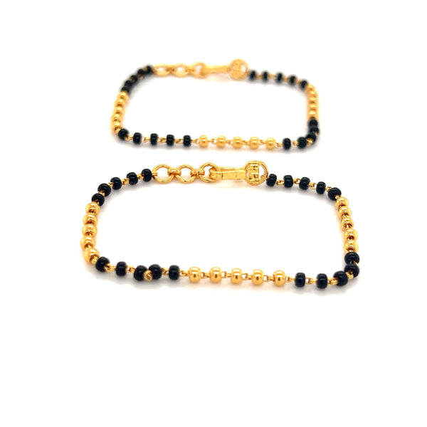 Attractive Gold Tone Black Beads & American Diamond Gold Plated Classic  Hand Mangalsutra Bracelet Women and Girls - The Bling Stores LLP - 3268728