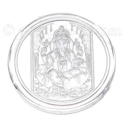 Silver Reversible 50 Grams Lord Ganesh and Om Coin