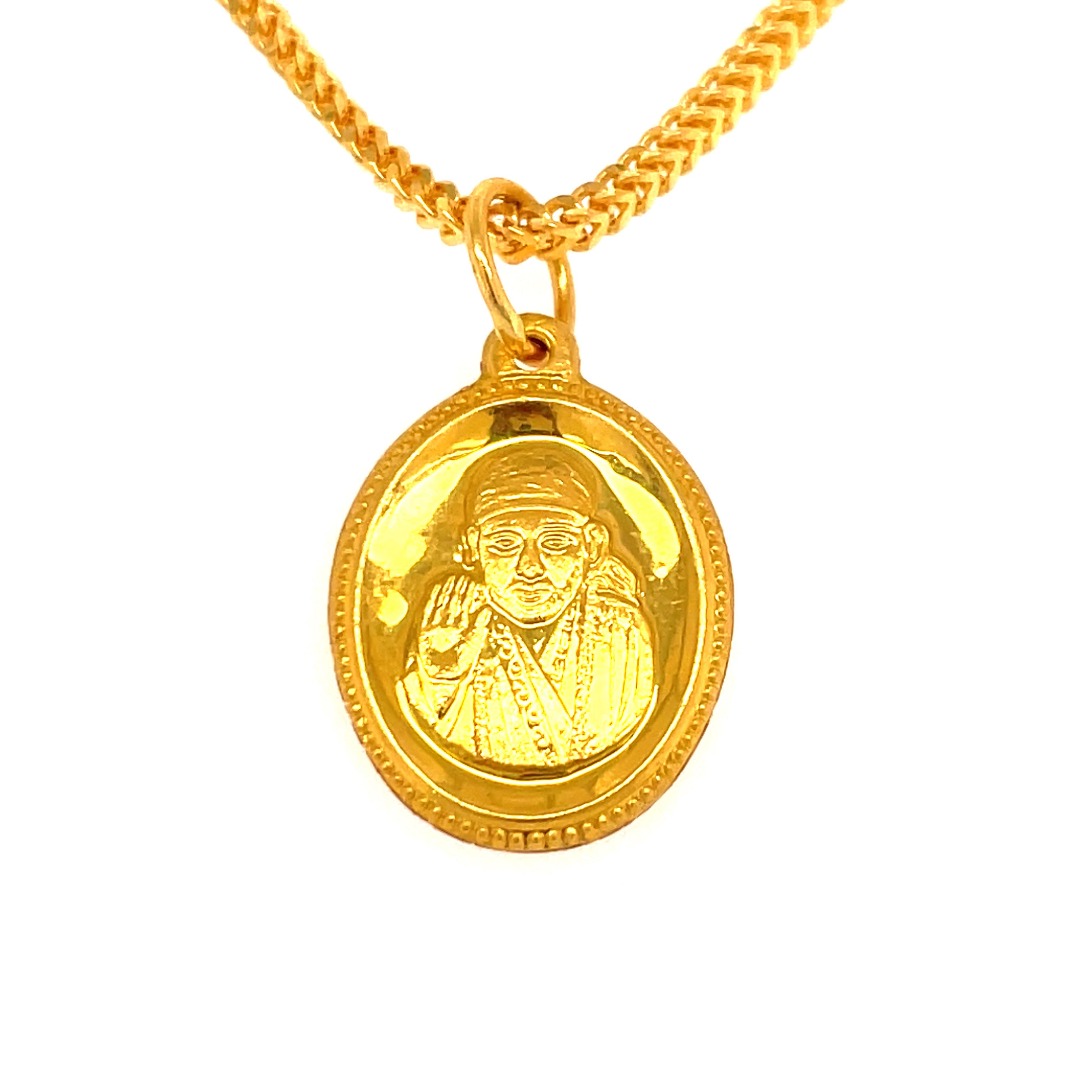 22K Gold Reversible Sai Baba and OM Pendant