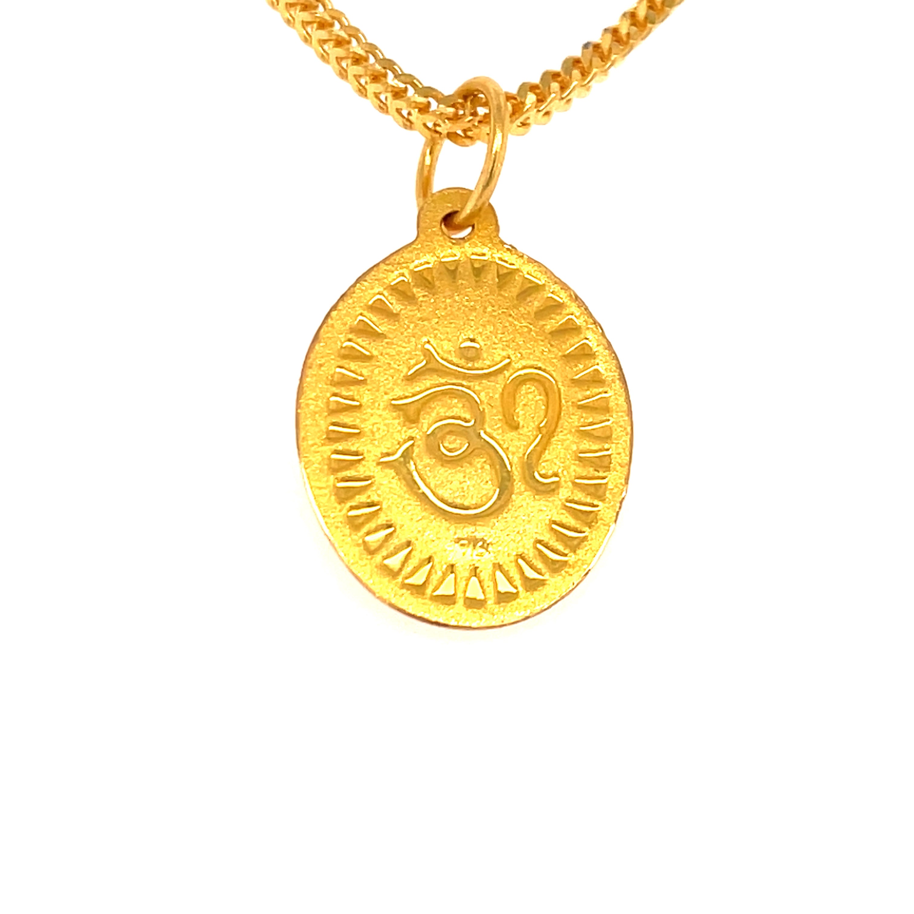 22K Gold Reversible Sai Baba and OM Pendant