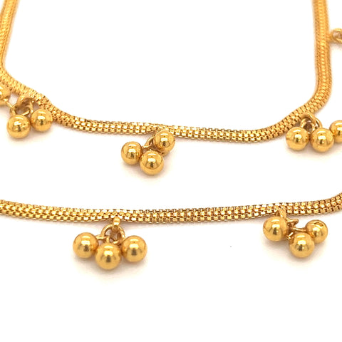 Kid's 22K Gold Dangling Charms Anklets - Pair