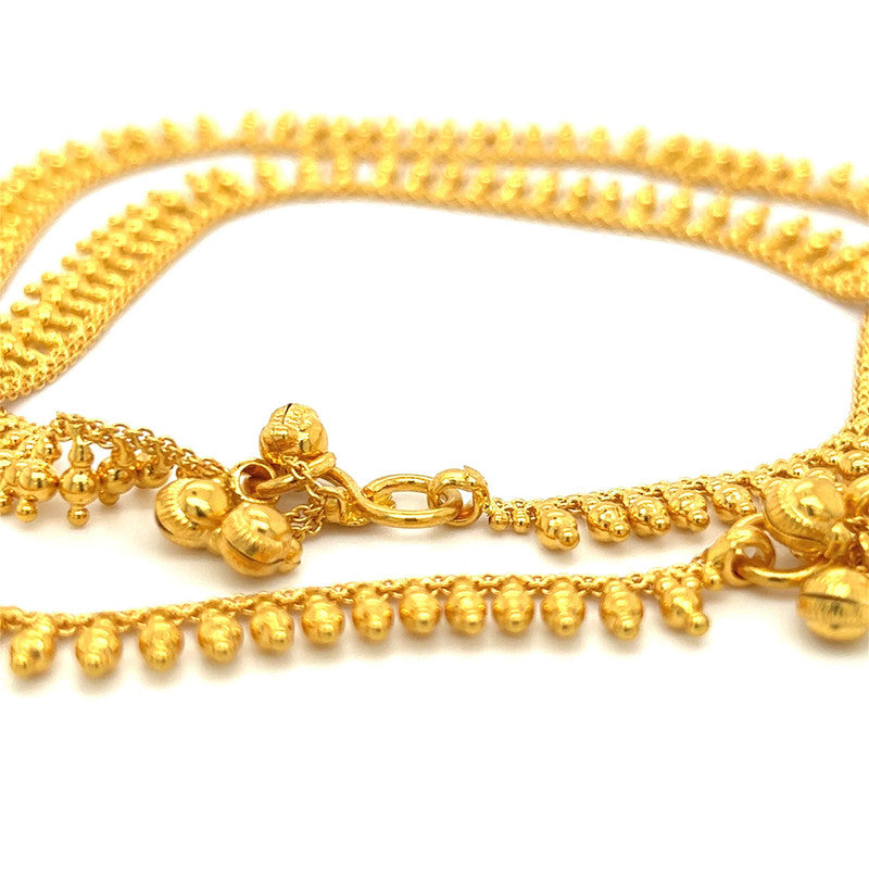 22k Gold 10 Inch Teardrop Ball Anklet