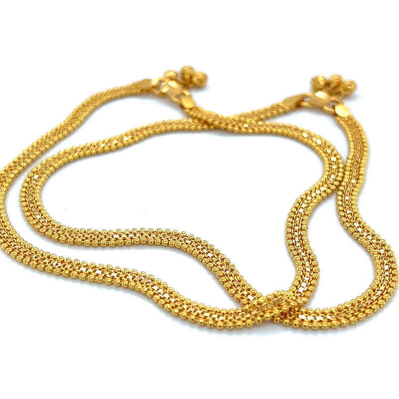 22K Gold Anklets 10 Inch - Pair