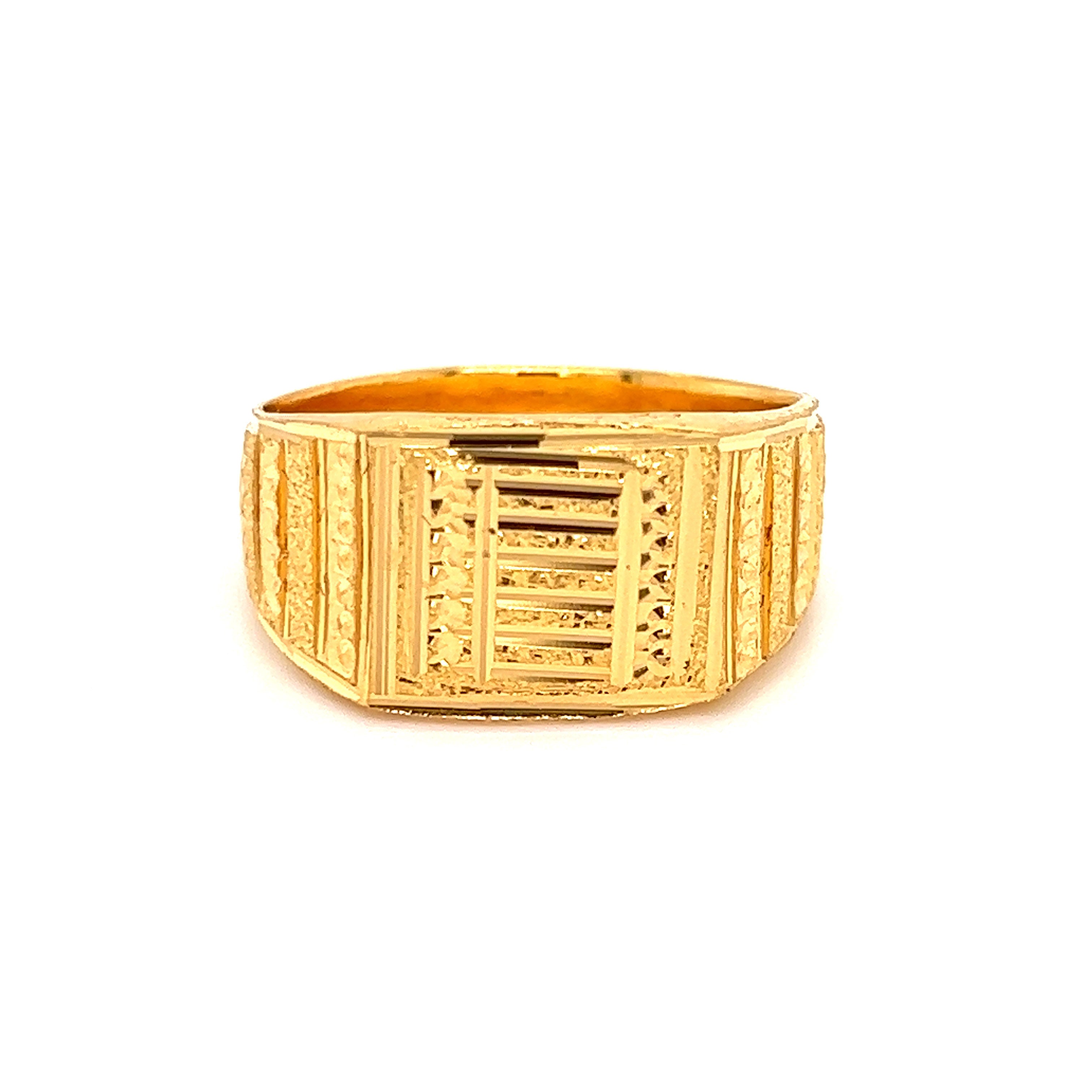 Men's 22K Gold Line Etched Ring – Gold Palace