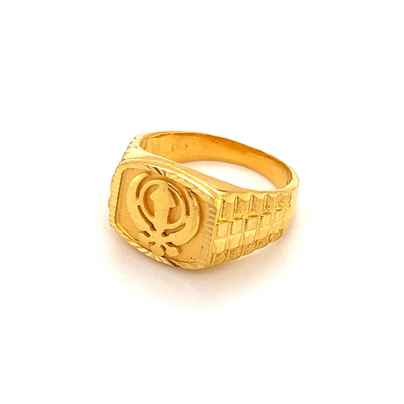 Mens' 22k Gold Ornate Insignia Thick Band Ring