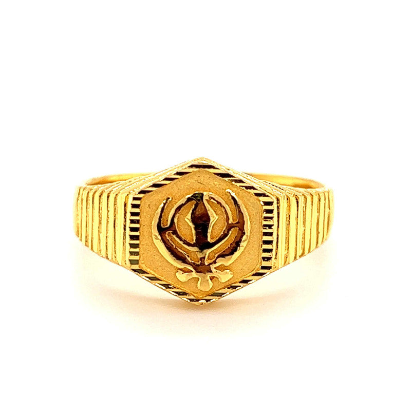 Sikh Rings Stone Men's 22K Gold Sikh Khanda Ring – Gold Palace