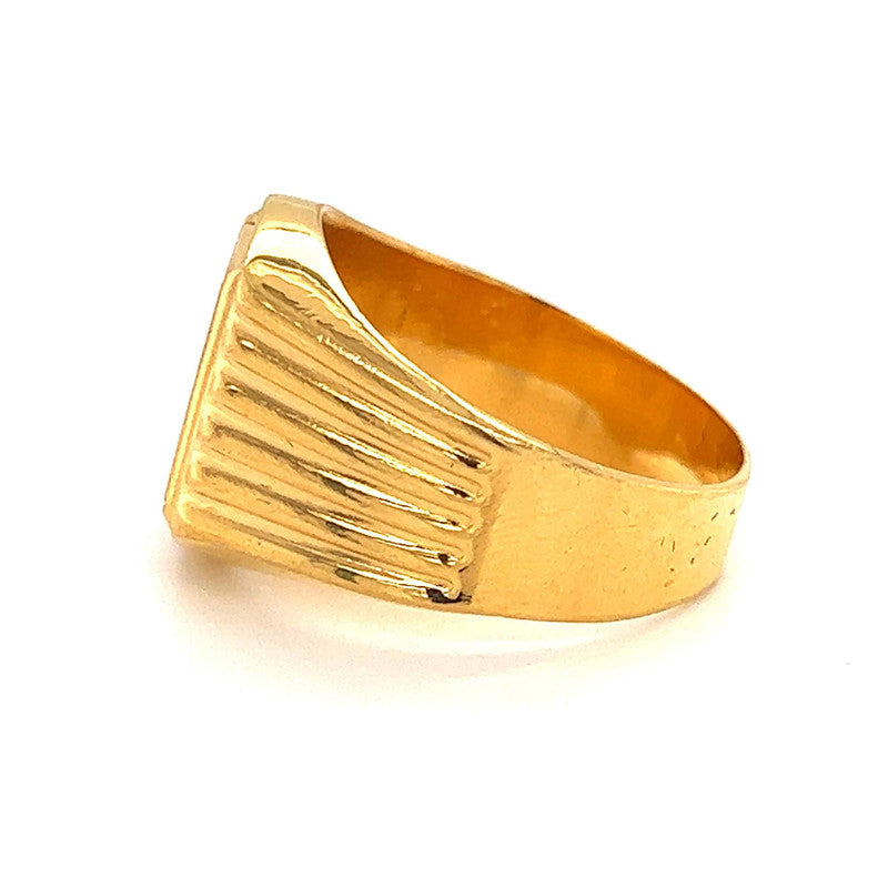 Men's 22K Gold Square-Cut Laser-Etched Ring