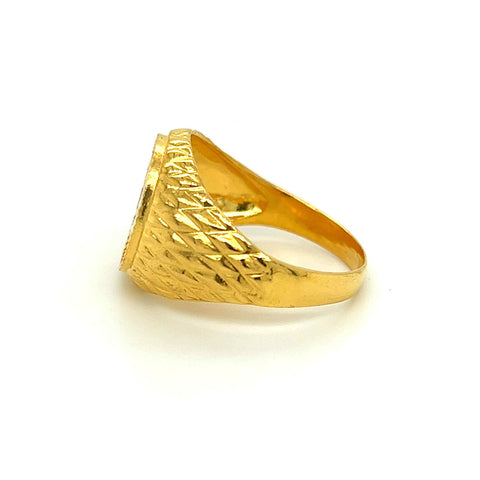 Men's 22K Gold Laser-Cut Khanda Sikh Ring