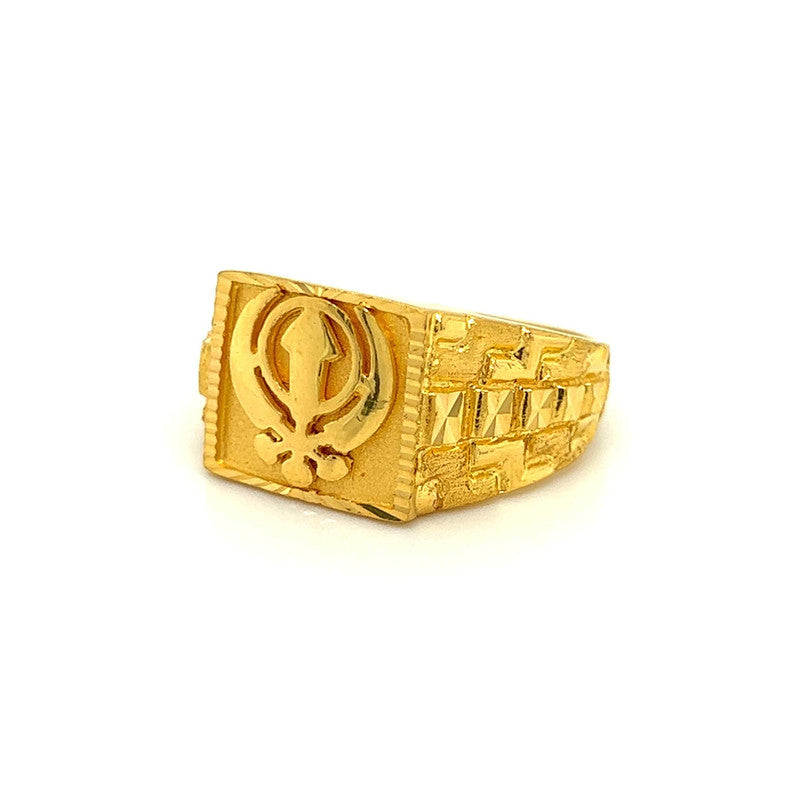 Men's 22K Gold Square Khanda Sikh Ring