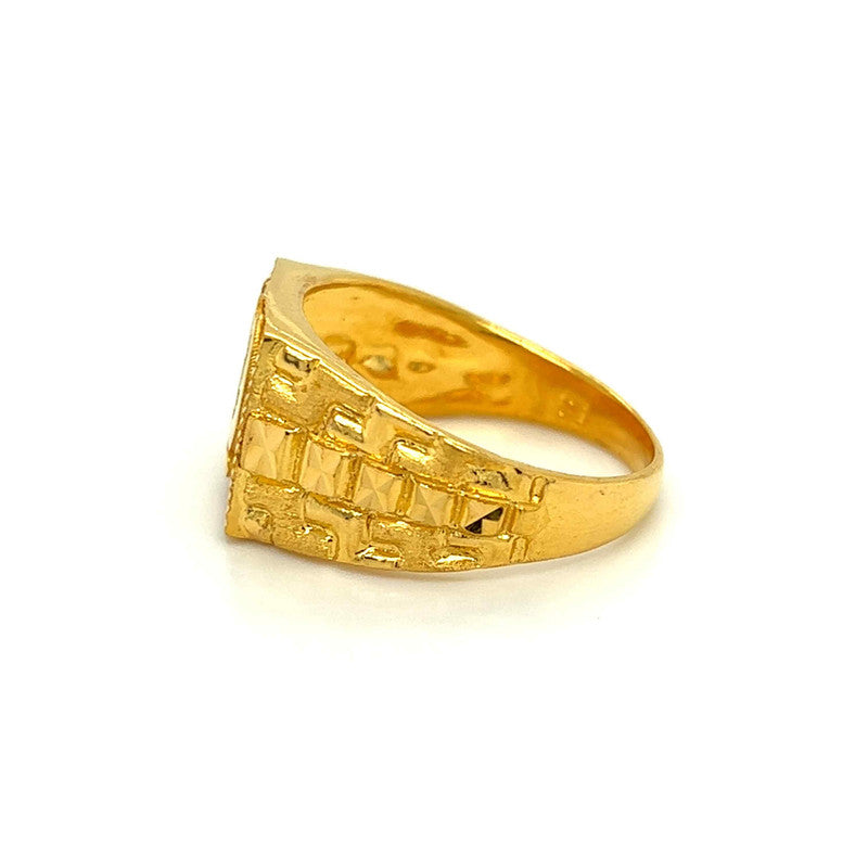 Men's 22K Gold Square Khanda Sikh Ring