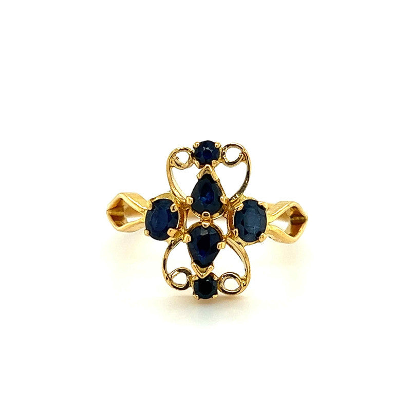 22K Gold Polished Multi-Stone Sapphire Ring