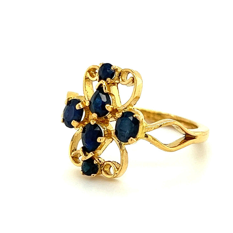 22K Gold Polished Multi-Stone Sapphire Ring