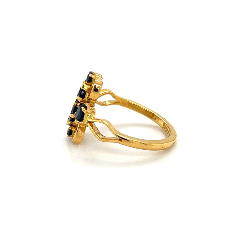 22K Gold Polished Multi-Stone Sapphire Ring