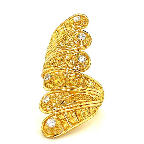 22K Gold Impressive Wrap CZ Ring
