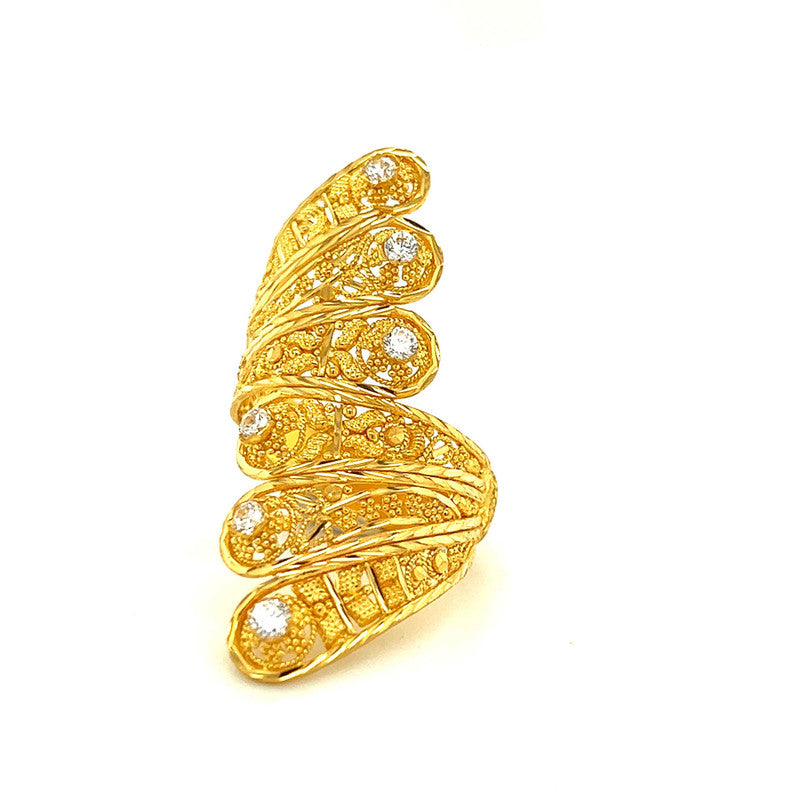22K Gold Impressive Wrap CZ Ring
