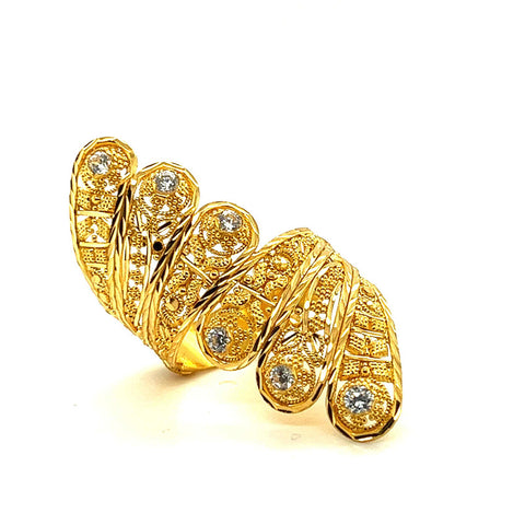 22K Gold Impressive Wrap CZ Ring