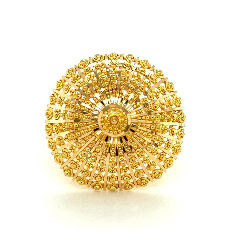 22K Gold Adjustable Button Ring