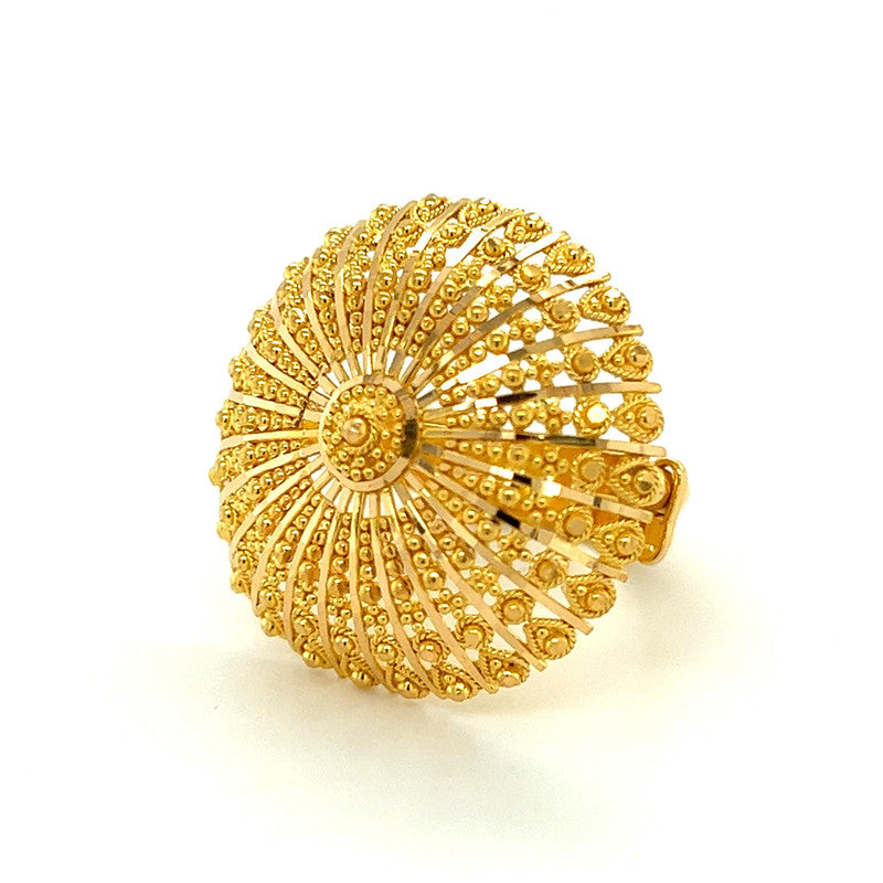 22K Gold Adjustable Button Ring