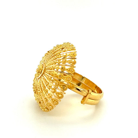 22K Gold Adjustable Button Ring